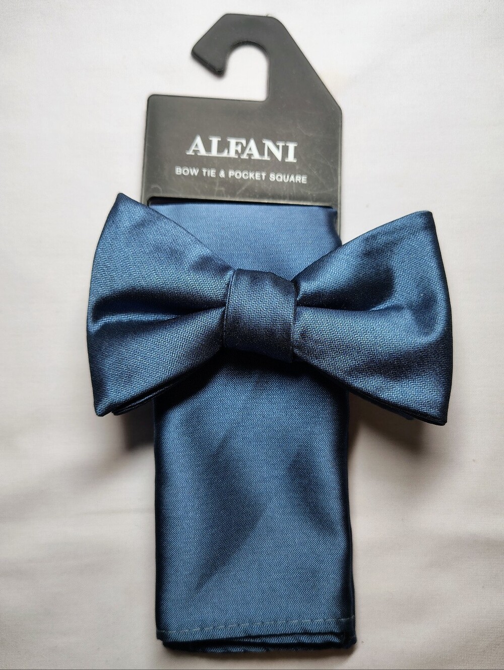 Alfani Men's 2-Piece Solid Bow Tie and Solid Pocket Square Set, Slate Blue